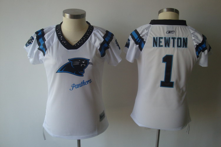 Panthers #1 Cam Newton White 2011 Women's Field Flirt Stitched NFL Jersey